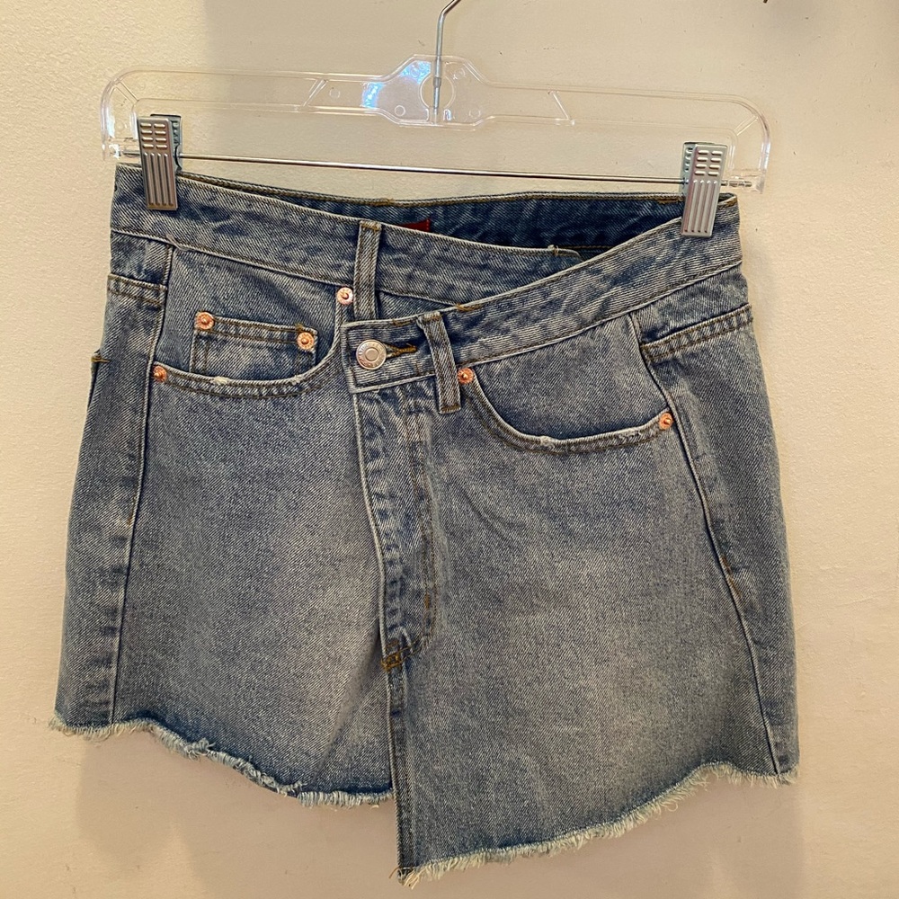 Asymmetrical denim skirt